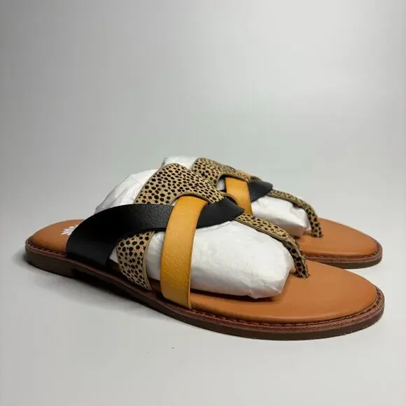 Yellow Box Wist Leather Thong Sandals in Natural - Picture 6 of 9